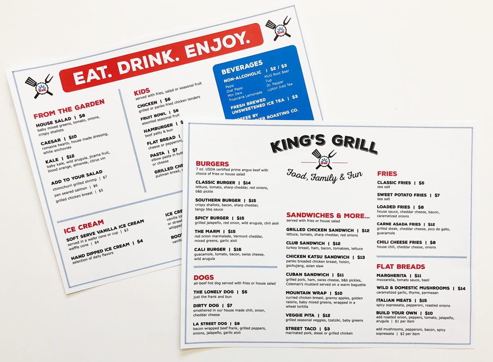 Logo & Printed Menu Design for King’s Grill Restaurant